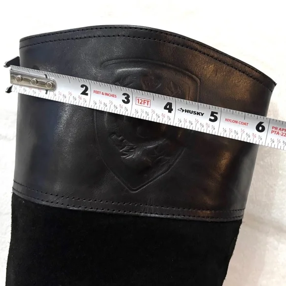 ALDO TALL BLACK SUEDE KNEE HIGH EQUESTRIAN RIDING BOOTS BUCKLE SZ 6.5 - Picture 9 of 14